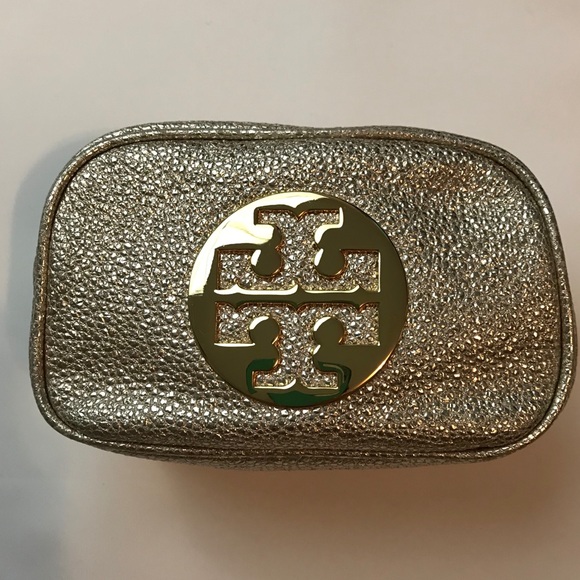 Tory Burch Gold Metallic Reva Women's Cosmetics/Jewelry Bag - Picture 2 of 7